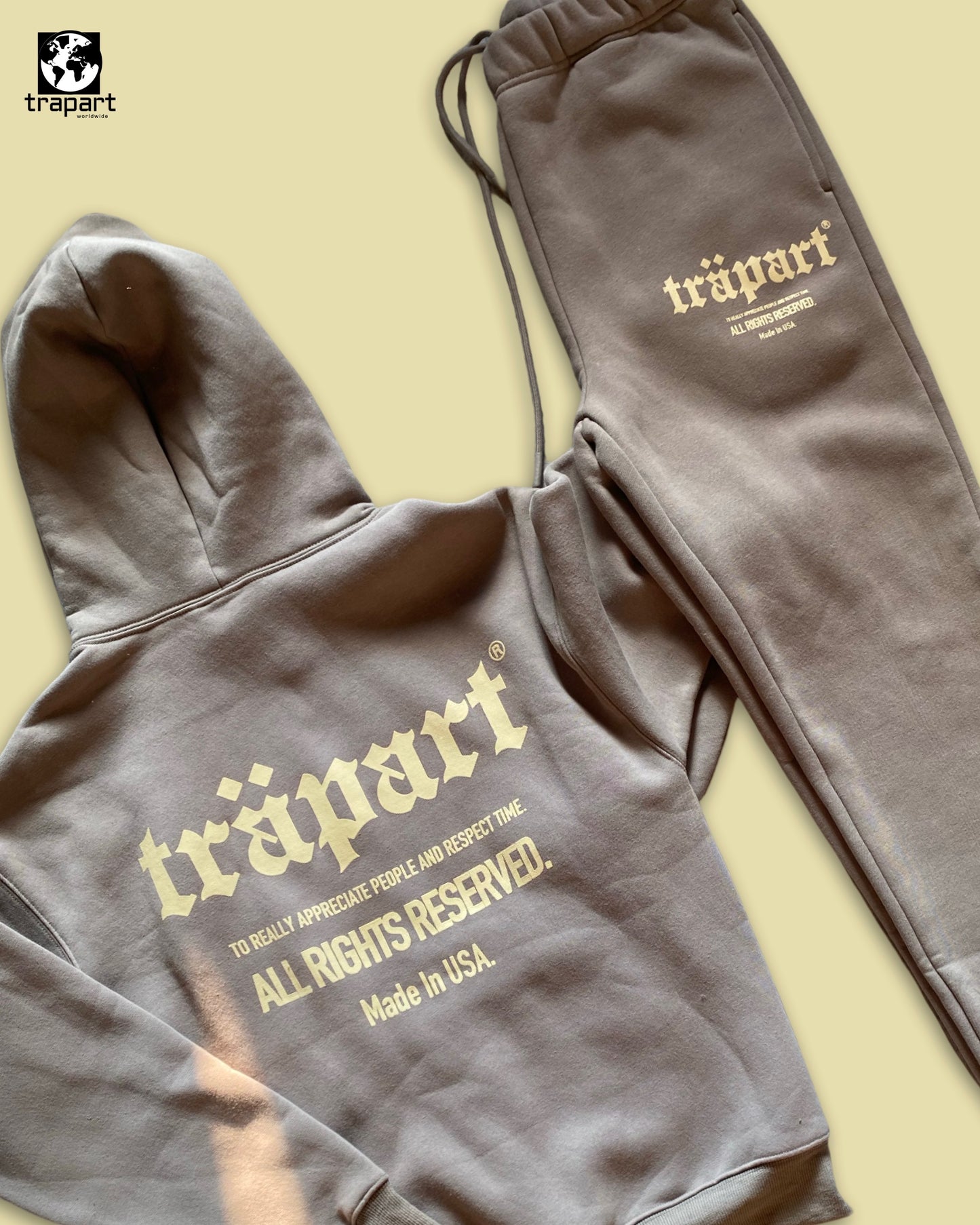 Trapart “All Rights Reserved” Sweat Suit (Brwn/Cream)