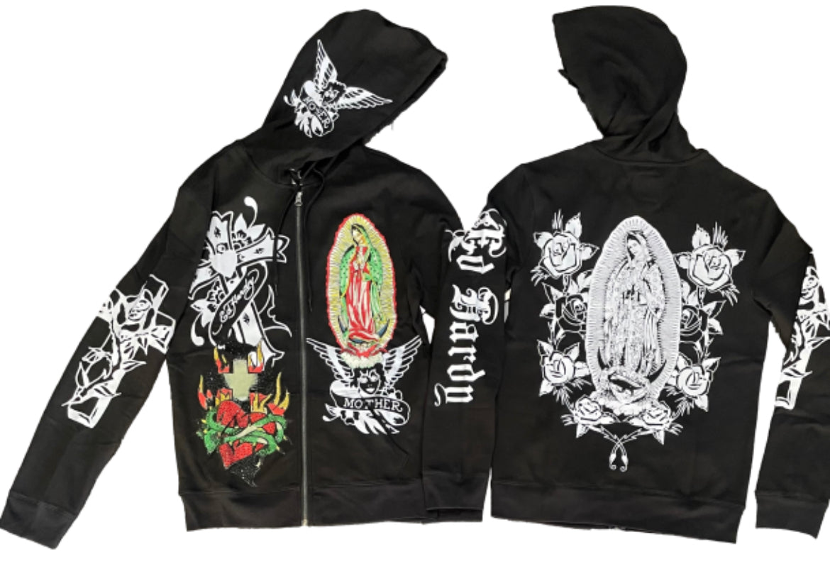 Ed Hardy “Mother Mary” Zip Up Hoodie