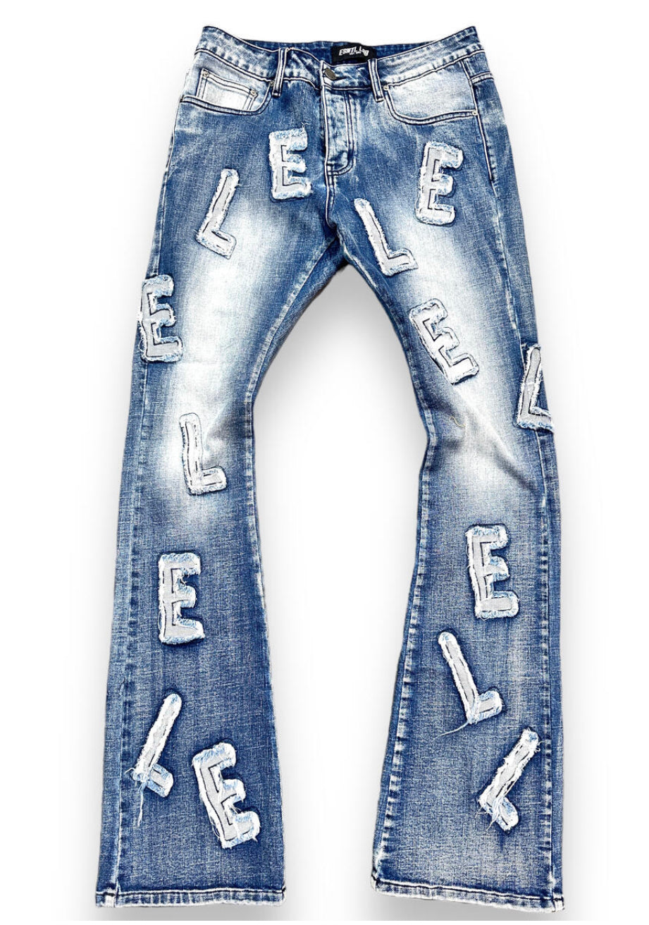 ESNTL Denim Letters Flared Denim