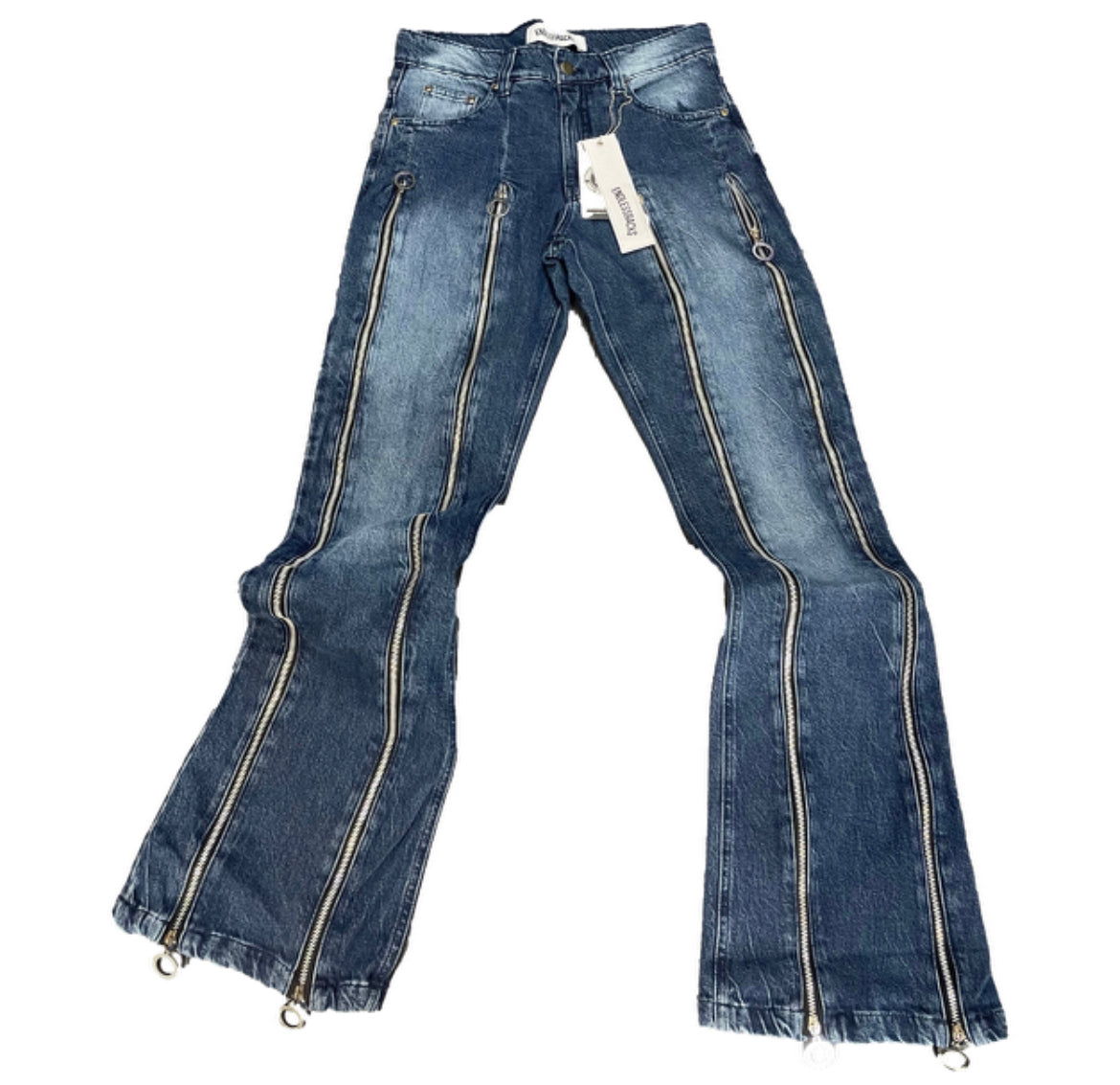 Endless Racks Full Leg Zippered Relaxed Fit Denim (Blue)