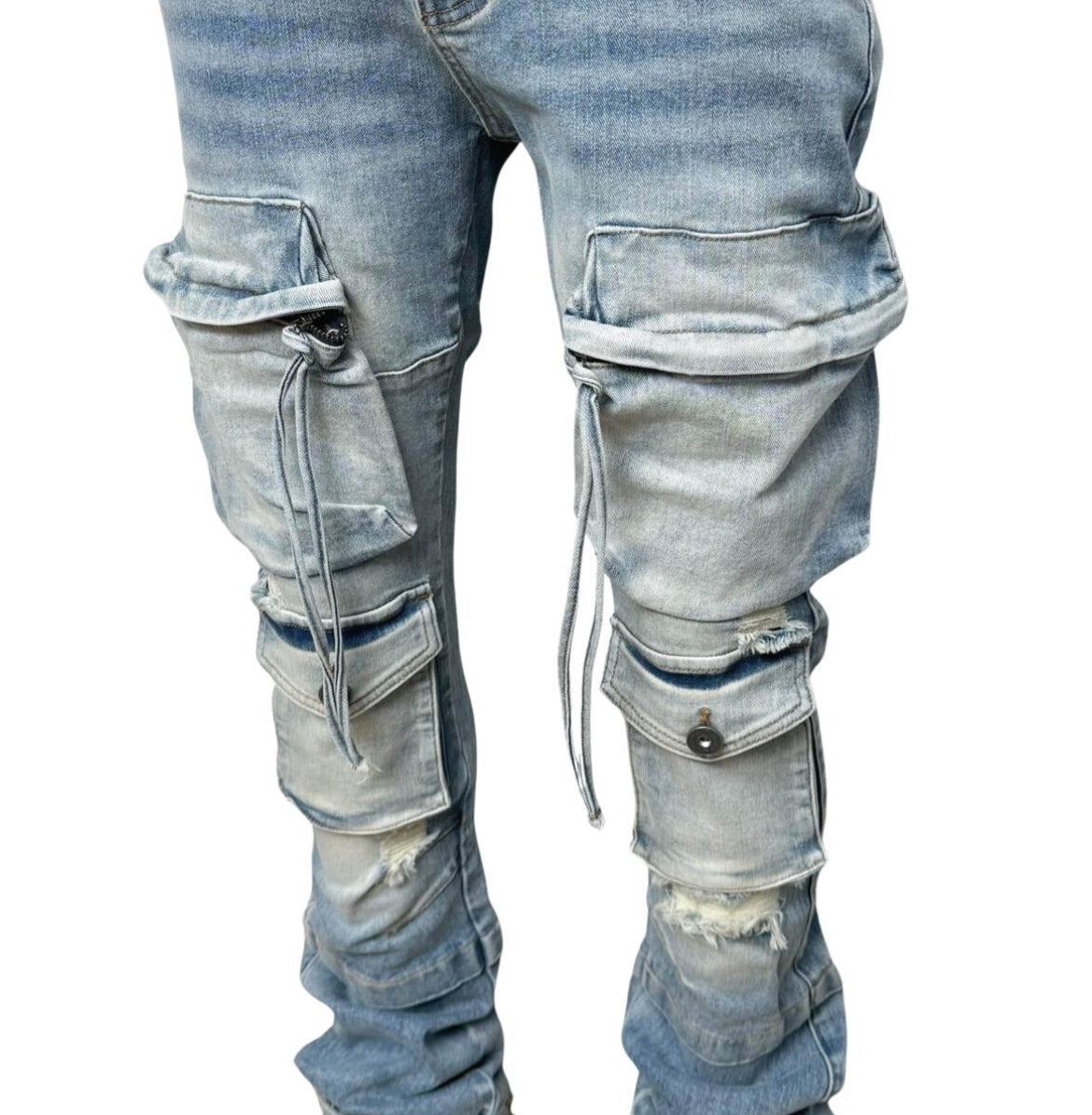 Vicious Cargo Tactical Flared Denim (Blue)