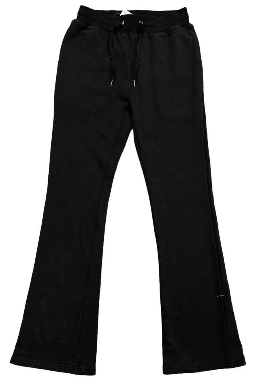 Amor Denim Flared Stacked Sweats (Blk)