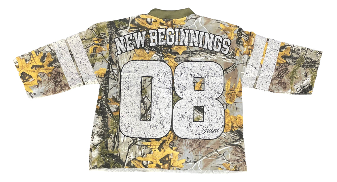 Gods Armor Cropped Box Cut 3/4 sleeve Football Tee (Leaf Camo)