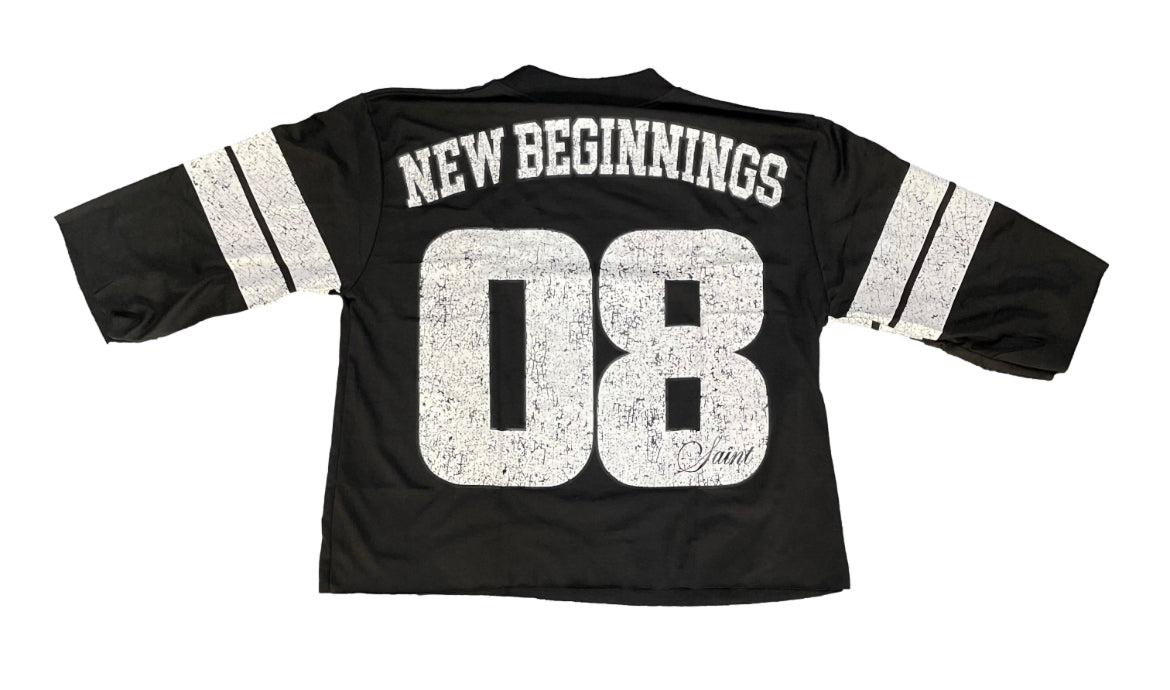 Gods Armor Cropped Box Cut 3/4 sleeve Football Tee (Blk)