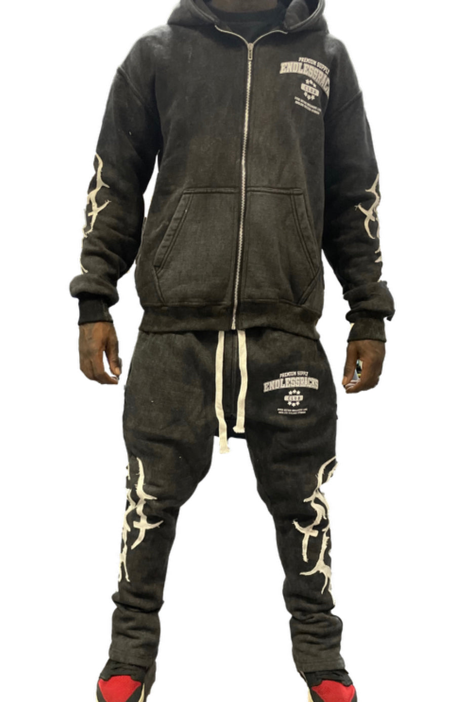 Endless Racks “Thorne” Zip Up Suit (Blk