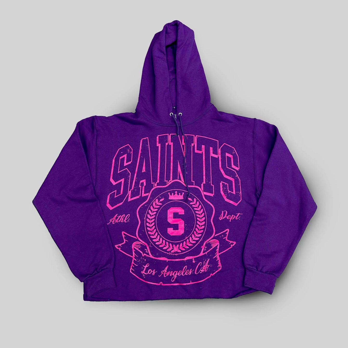 Saints & Sinners “Saint Crest” Cropped Hoodie (Purple)