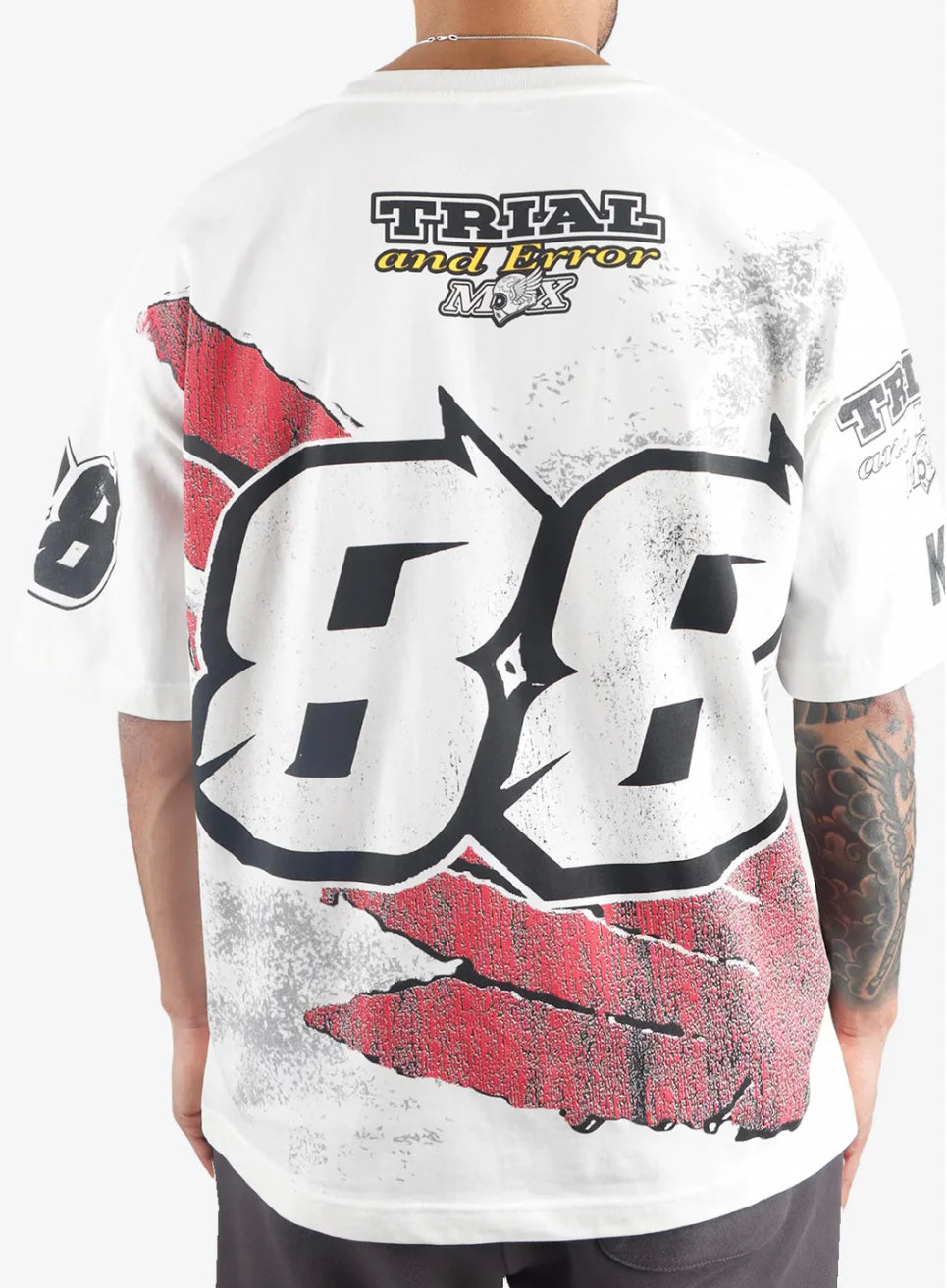 Trial & Error X Kiy Studios “Moto” Tee (White/Red)
