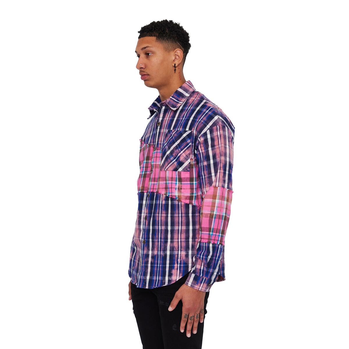 Woven Rip & Repair Blue Pink