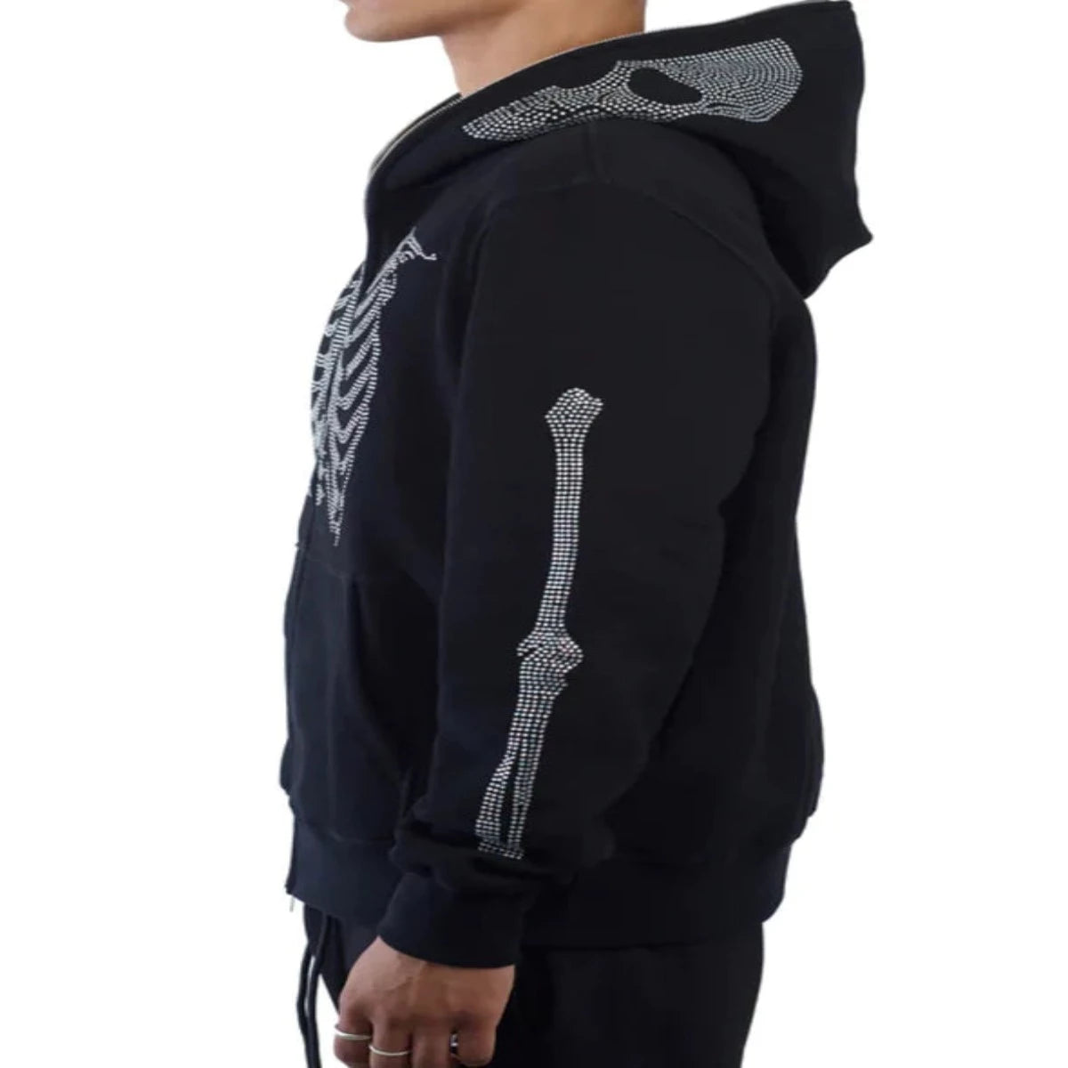 Prolific Bones Rhinestone Hoodie Full Zip