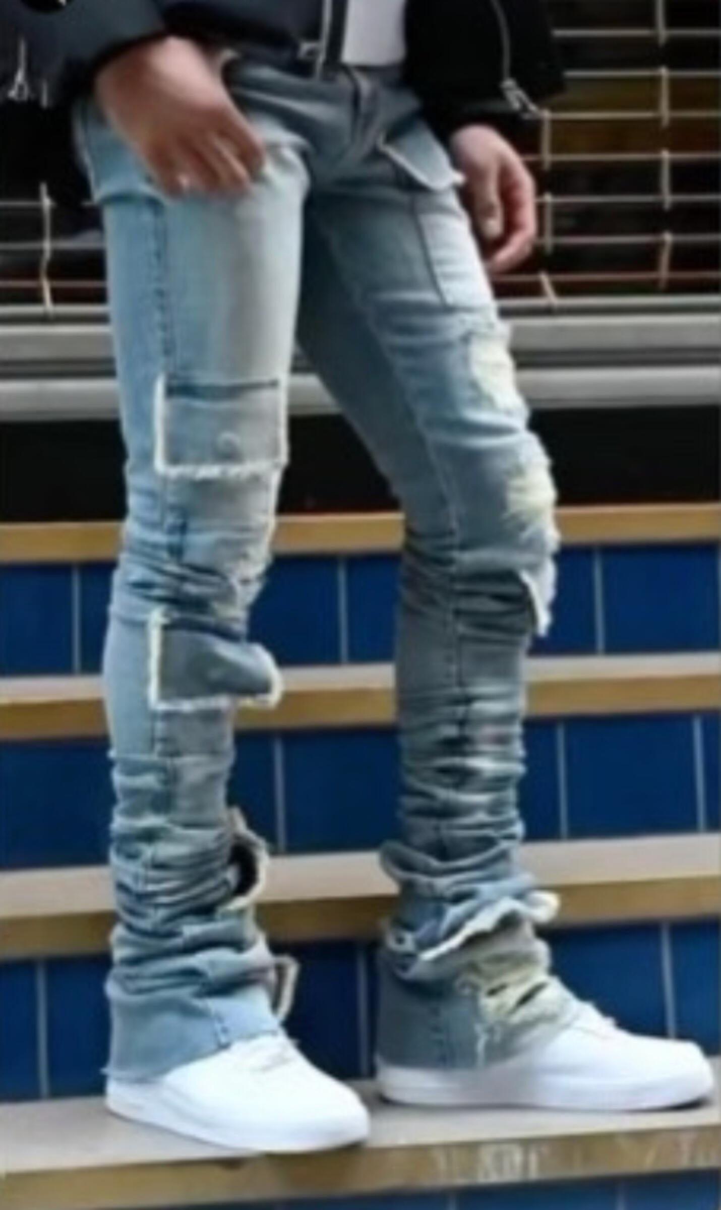 Si Tu Veux Brutini Super-Stacked Jean-Indigo Wash