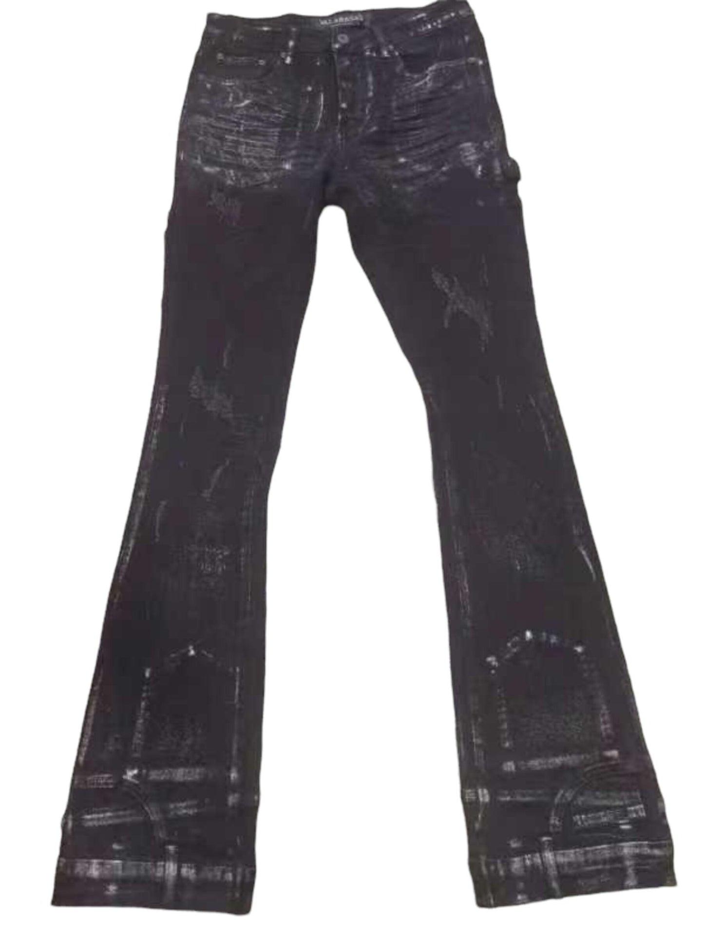 "Harley" Denim Stacked-Black Silver