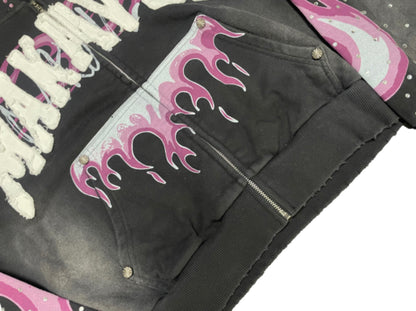 Makaveli “Handle With Care” Bust Down Cropped Zip Up Hoodie