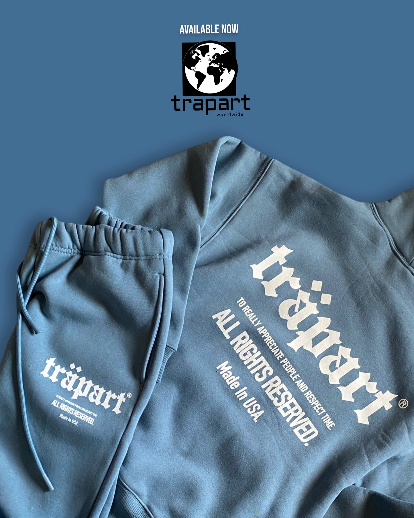 Trapart “All Rights Reserved” Sweat Suit (Blue/White)