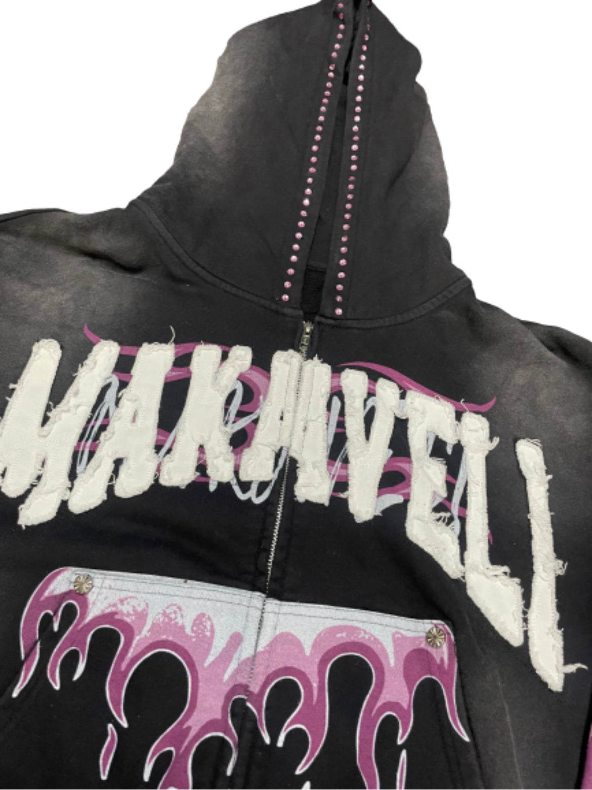 Makaveli “Handle With Care” Bust Down Cropped Zip Up Hoodie