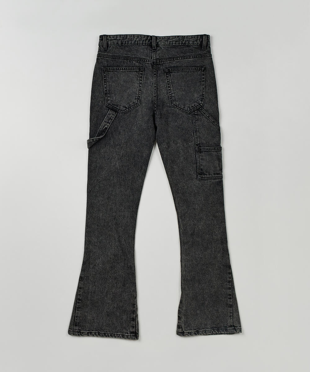 Rsn Two Tone Double Knee Flared Denim (Grey)