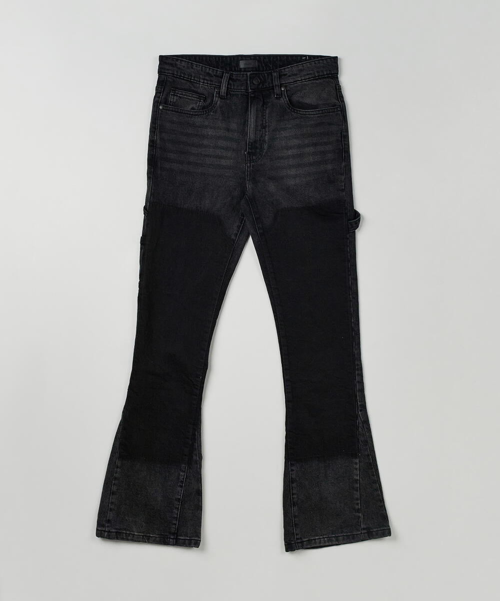 Rsn Two Tone Double Knee Flared Denim (Blk)