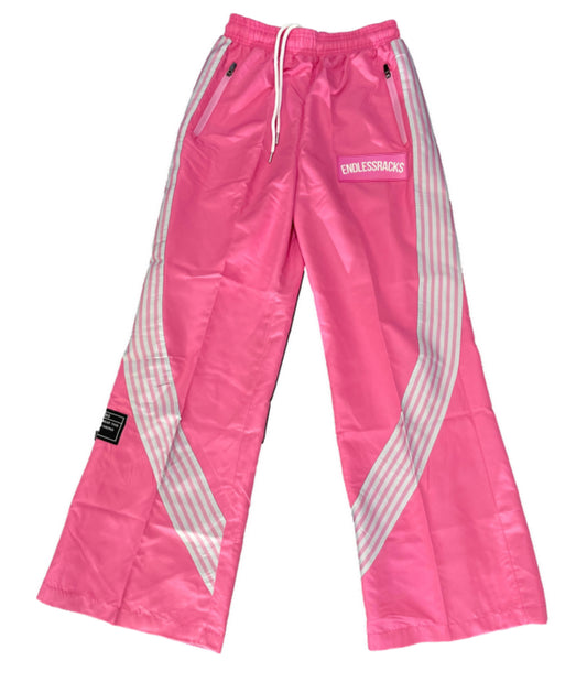 Endless Racks Light Weight Flared Track Pants (Pink/White)