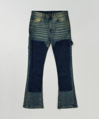 Rsn Two Tone Double Knee Flared Denim (Blue)