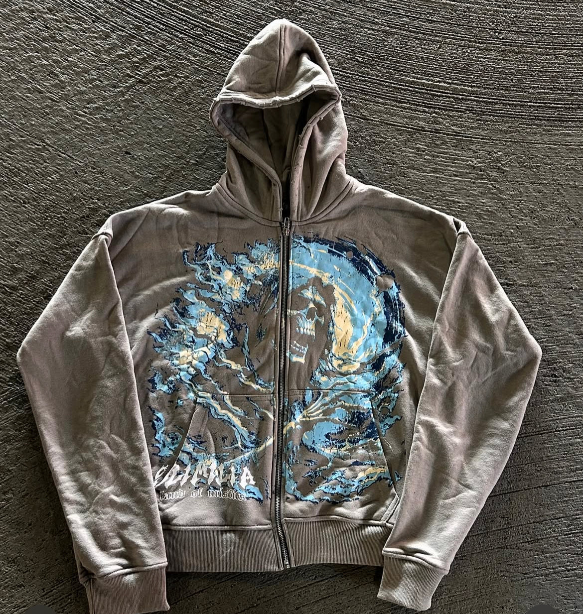 Slimilia “Reaper V2” Zip Up Cropped Hoodie (Ice Blue)