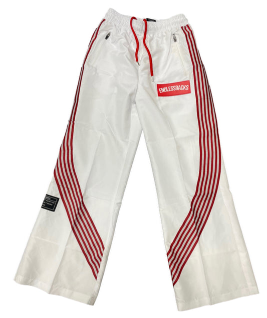 Endless Racks Light Weight Flared Track Pants (White/Red)