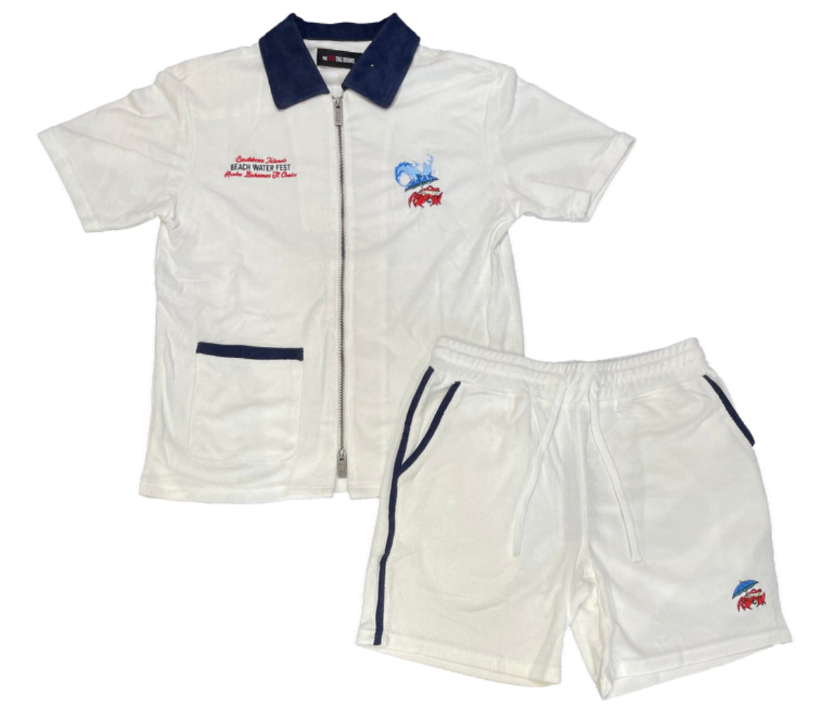 RTGB Terry Cloth Beach Set (White/Navy)