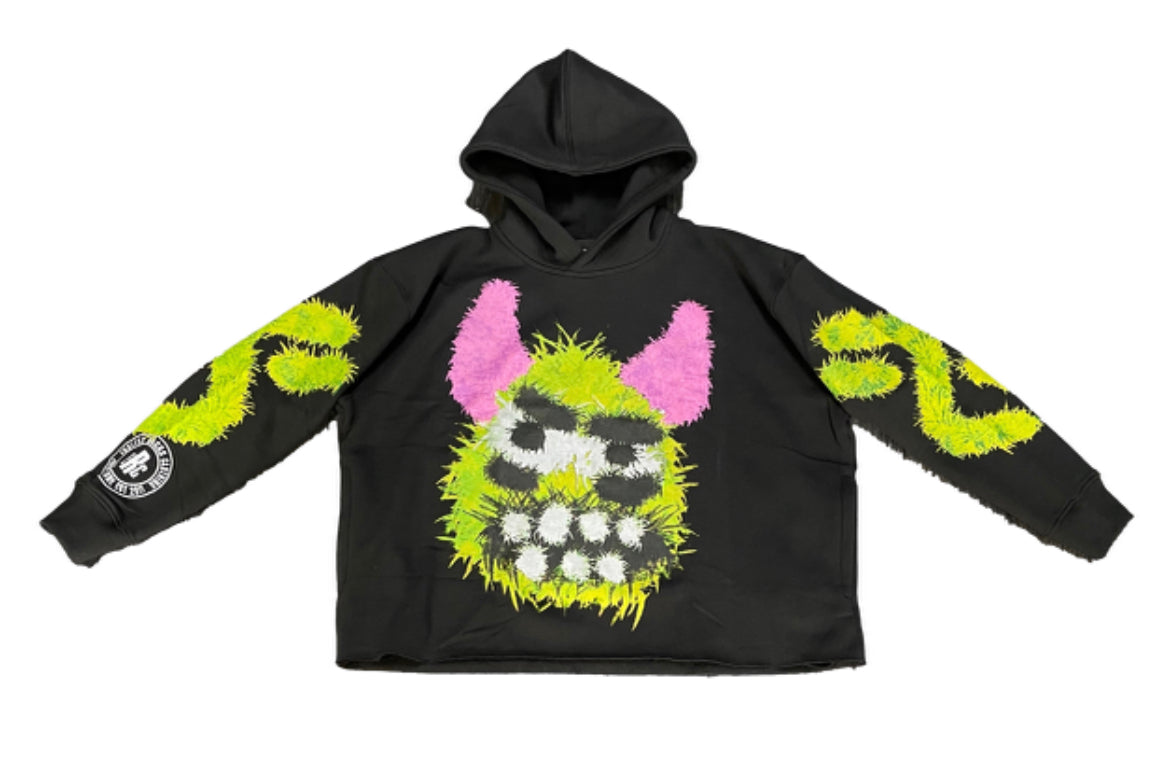 Endless Racks “Imaginary Friends” Box Oversized Cropped Hoodie (Blk)