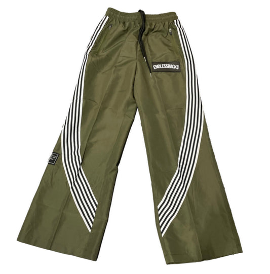 Endless Racks Light Weight Flared Track Pants (Olive/White)