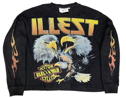 Illest Wrld “All American” Vintage Cropped Waffle Thermal Long Sleeve