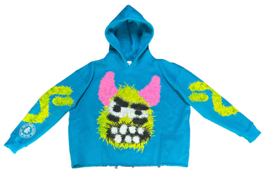 Endless Racks “Imaginary Friends” Box Oversized Cropped Hoodie (Blue)