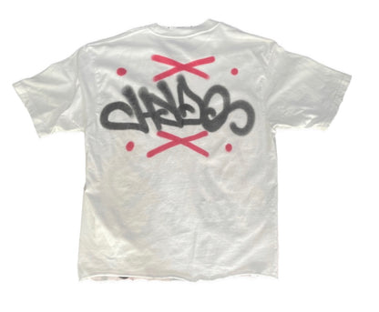 Hydo Picasso Cropped Box Cut Distressed Pre Washed 1 Of 1 Air Brushed Wearable Art Tee (Red/Blk)