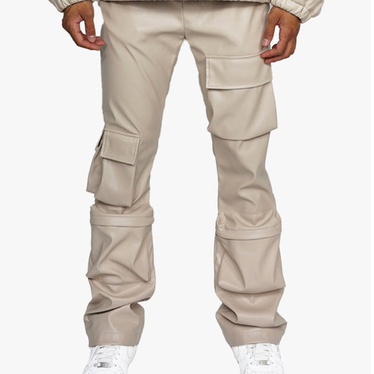 EPTM Leather Cargo Pants (Cream)
