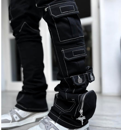 Guapi Obsidian Contrast Stacked Cargo Pants