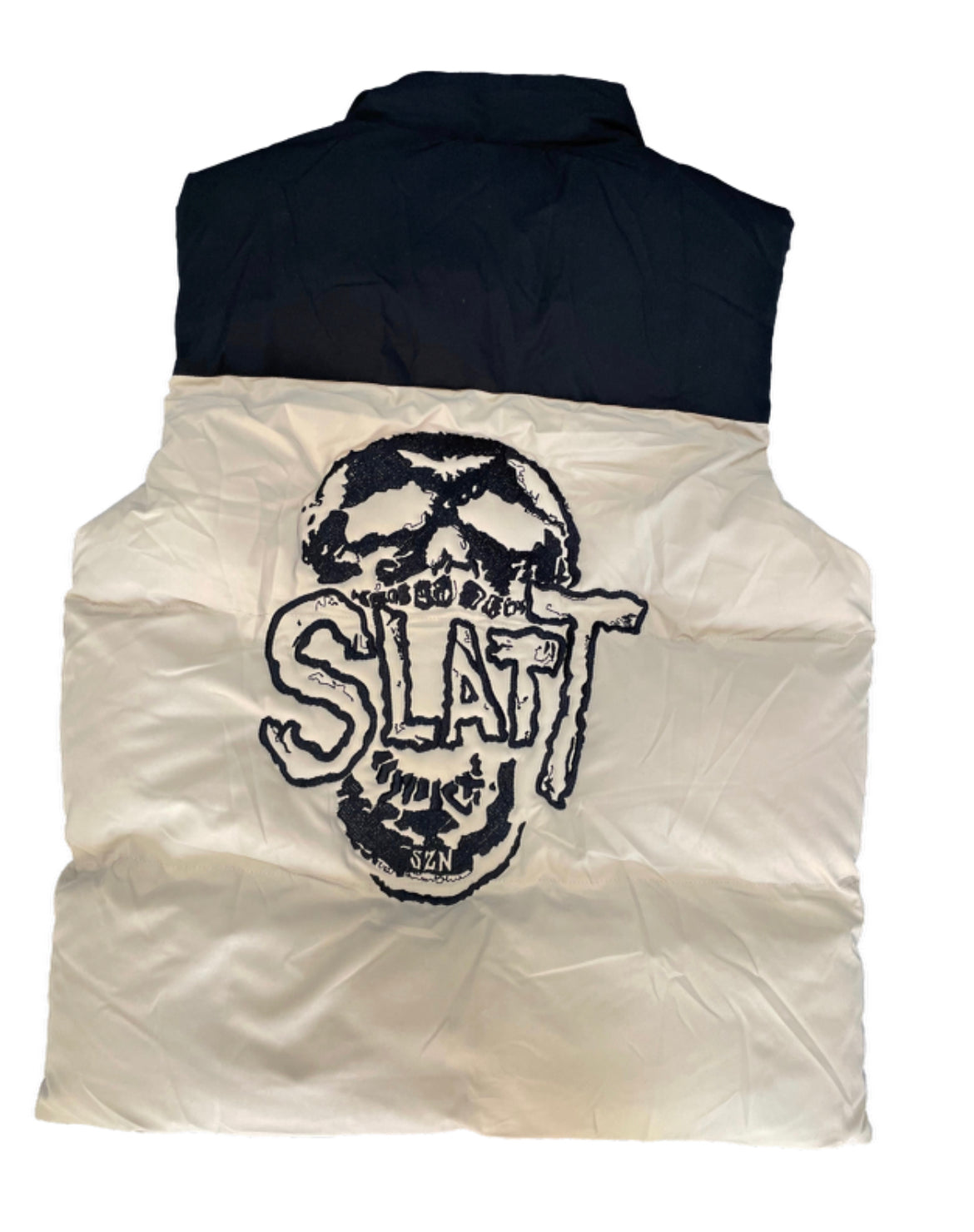 Slatt Szn “Eat Your Words” Puffer Vest (Blk/Tan)