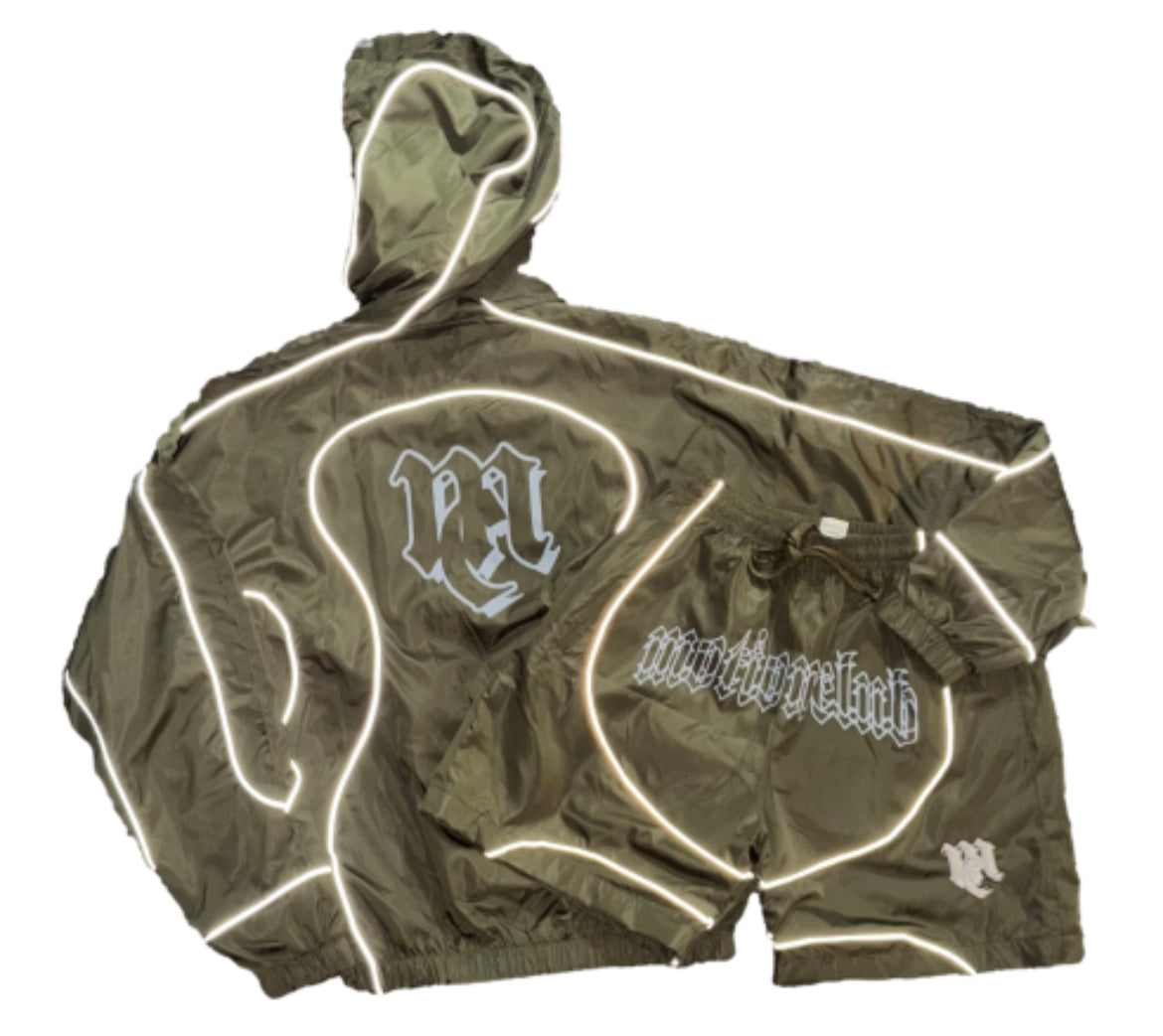 Motion Club 3M Windbreaker Short Set (Olive)