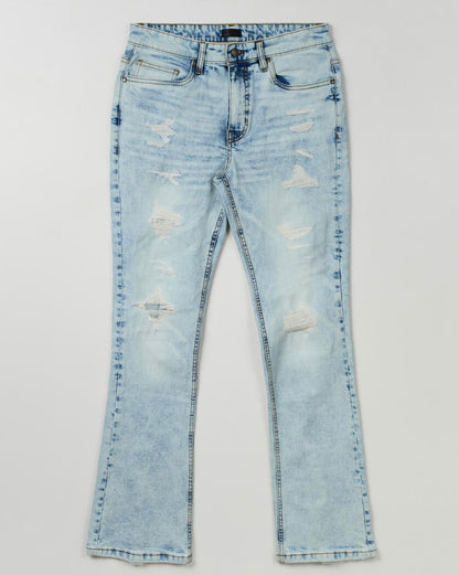 Rsn Beach Blue Zippered Flared Denim