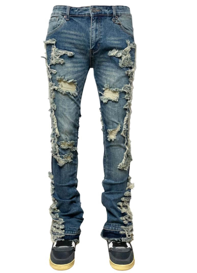 Vicious Heavy Rip Stacked Denim (Indigo)