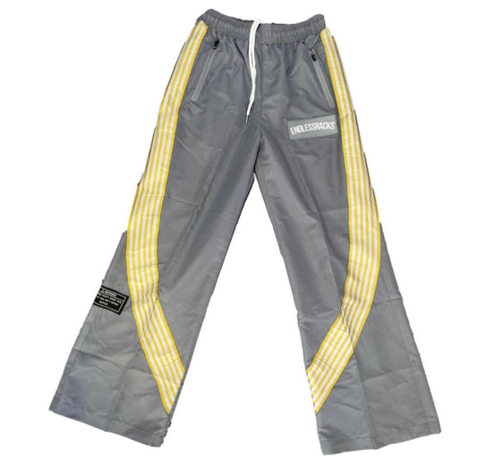 Endless Racks Light Weight Flared Track Pants (Grey/Gold)
