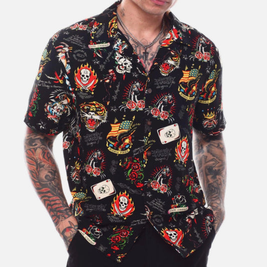 Ed Hardy All Over Print Button Up