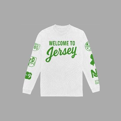 Welcome To Jersey - Long Sleeve (White / Green)