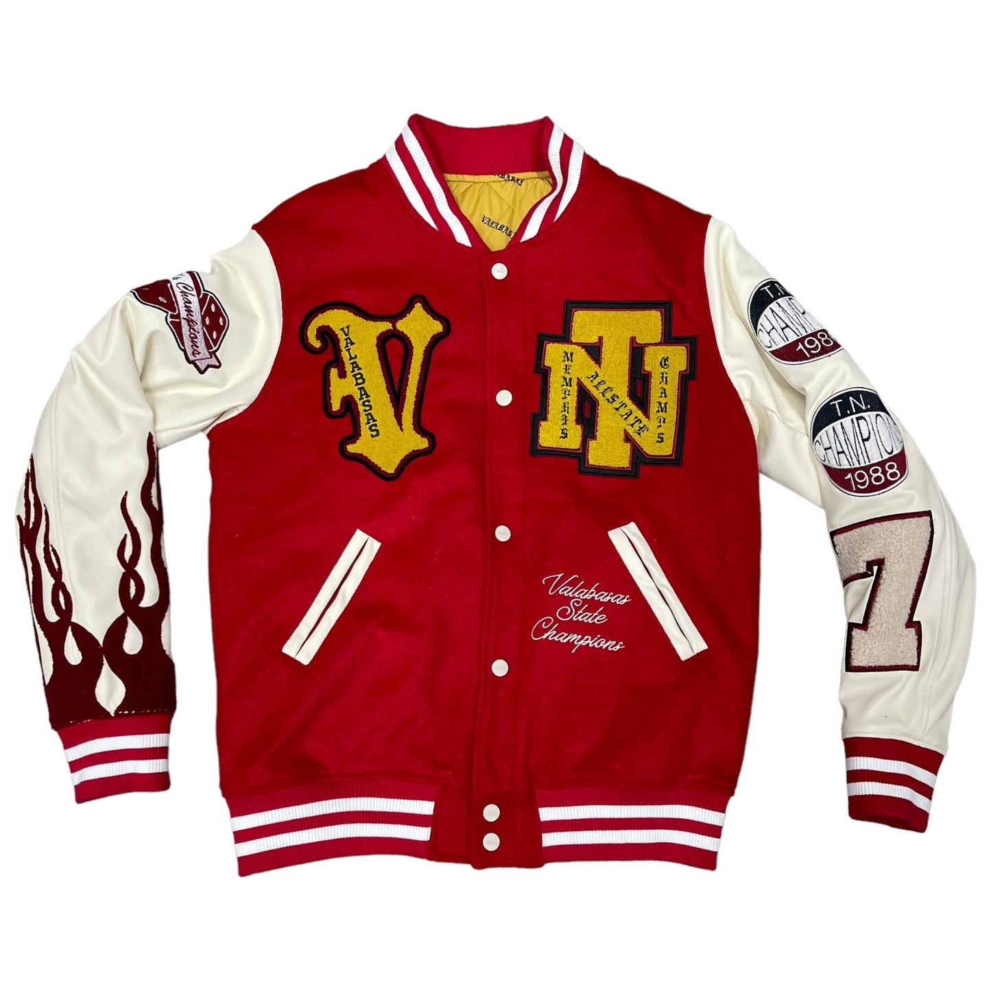 "V Tigers Varsity" Varsity Jacket - Dark Red