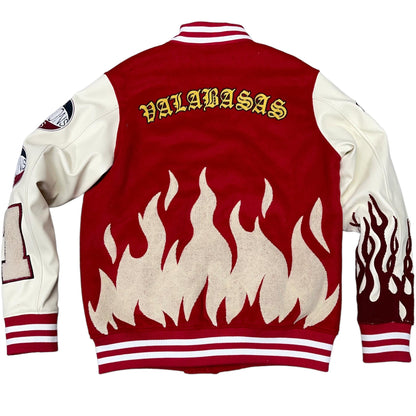 "V Tigers Varsity" Varsity Jacket - Dark Red