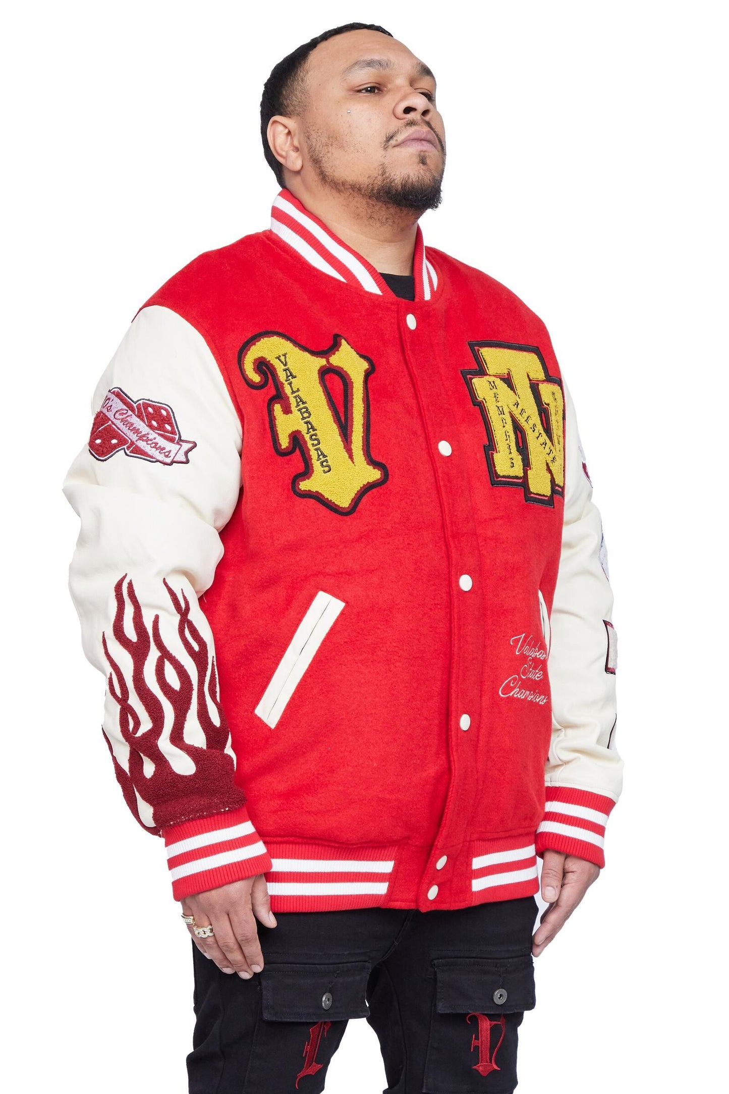 "V Tigers Varsity" Varsity Jacket - Dark Red