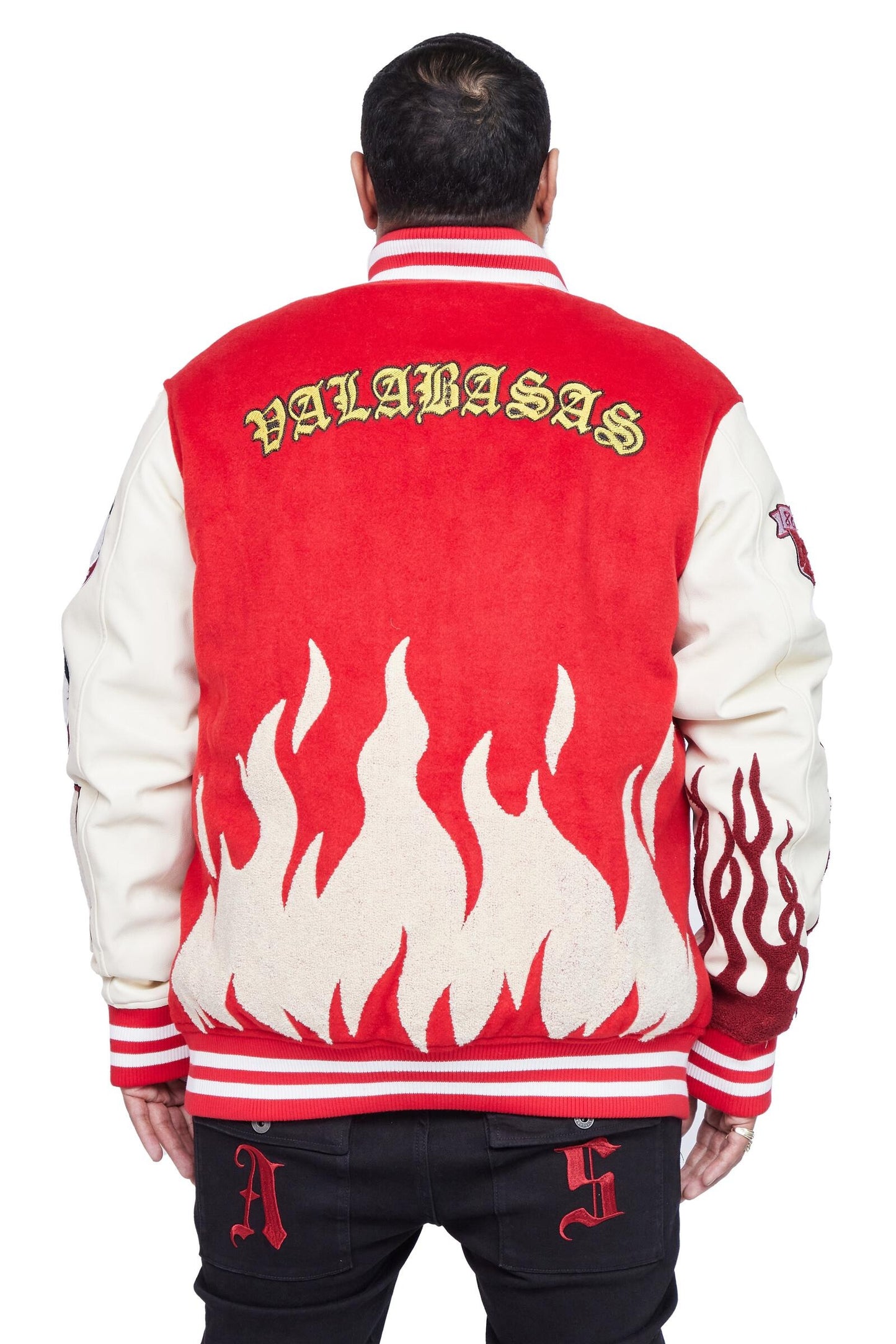 "V Tigers Varsity" Varsity Jacket - Dark Red