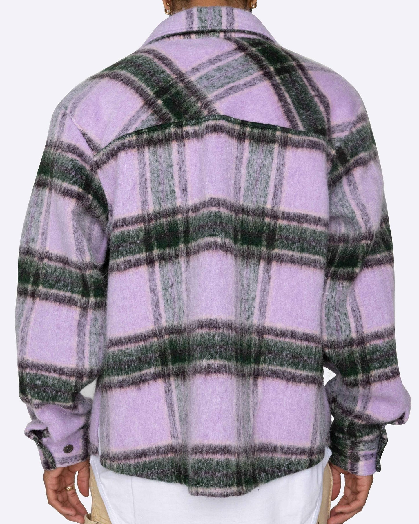 Slit Flannel Shirt Purple