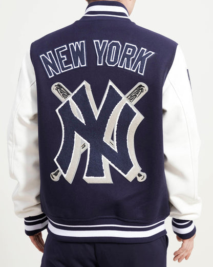 New York Yankees Mash Up Varsity Jacket-Midnight Navy