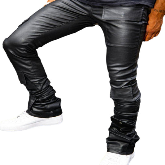 Si Tu Veux Leather Super Stacked Jeans