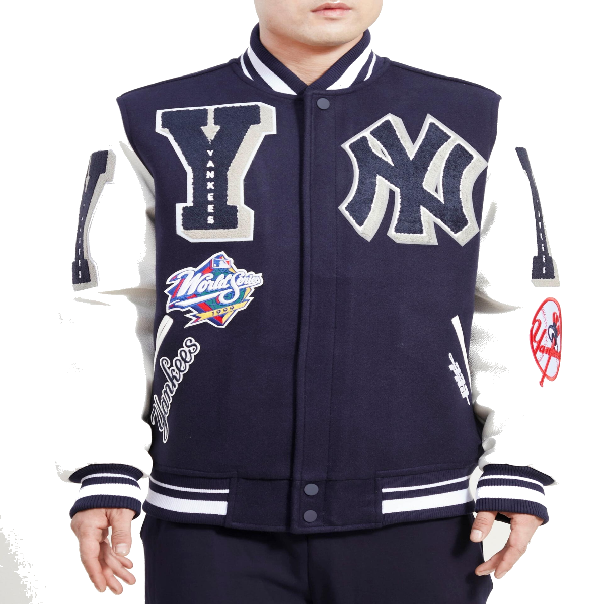 New York Yankees Mash Up Varsity Jacket-Midnight Navy